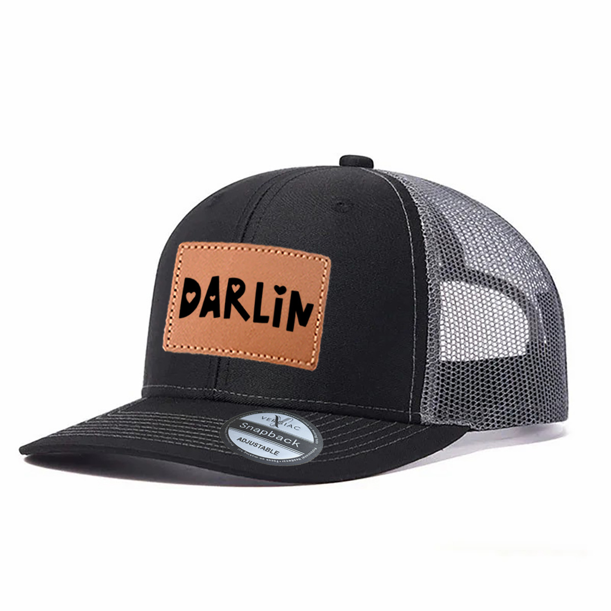 Darlin Leather Patch Trucker Hat product details
