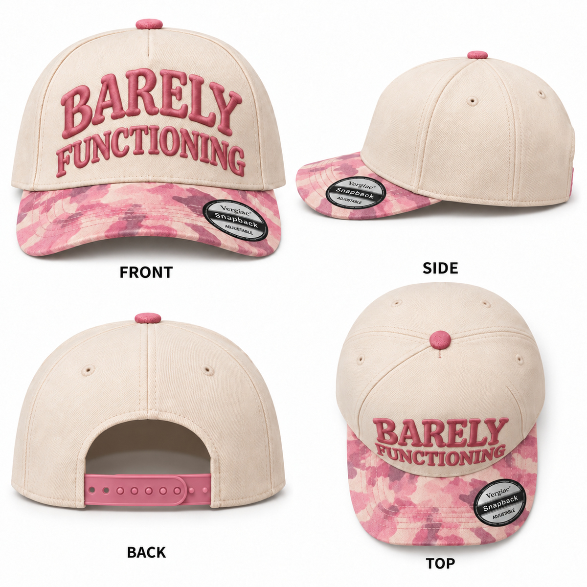 Barely Functioning 5-Panel Trucker Hat product details