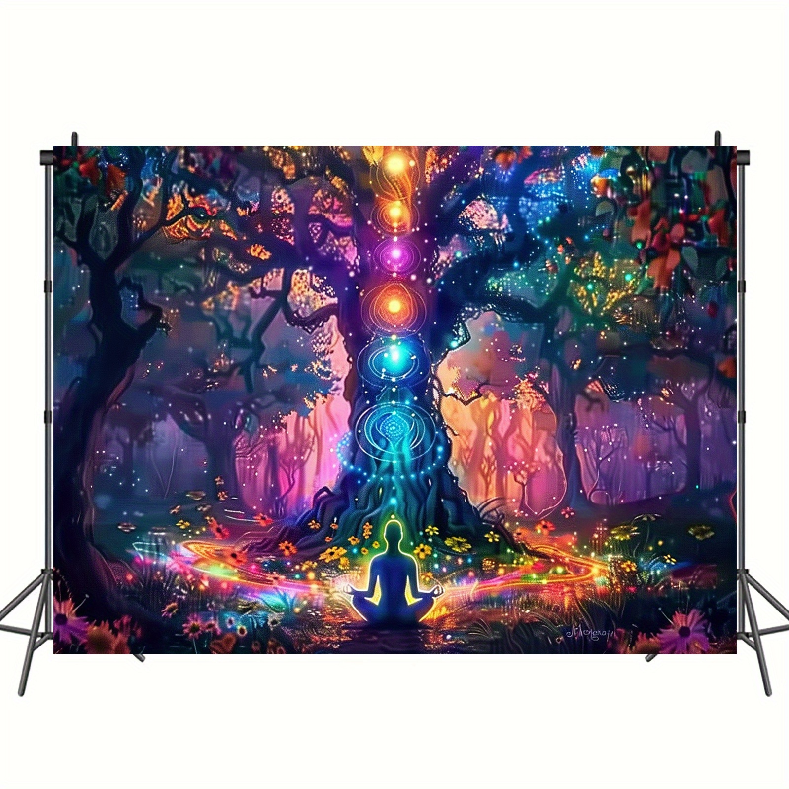 Banner | Life Tree Chakra Yoga Tapestry - Spiritual Wall Decor, No Electricity Needed, Easy To Hang - Suitable For Meditation Rooms, Yoga Studios_voghion.com
