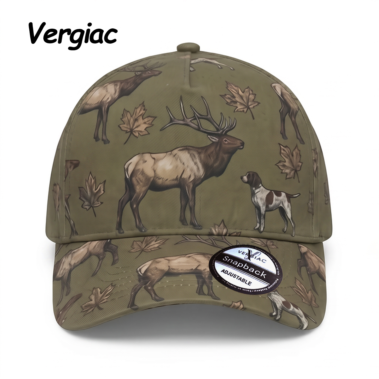 Hunting Elk And Dog Camouflage All-over Print Cotton Trucker Hat product details
