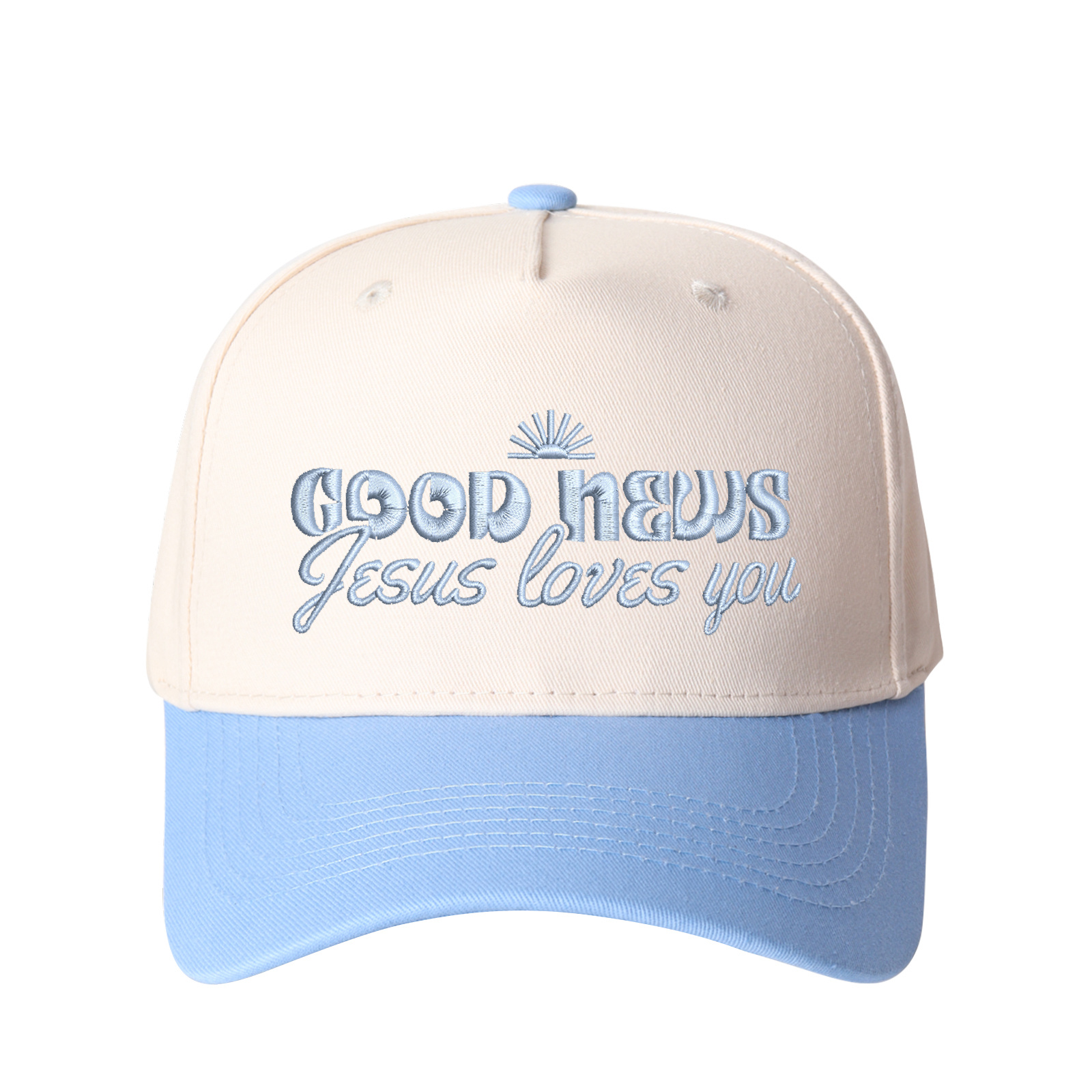 Good News Jesus Loves You Embroidered Trucker Hat product details