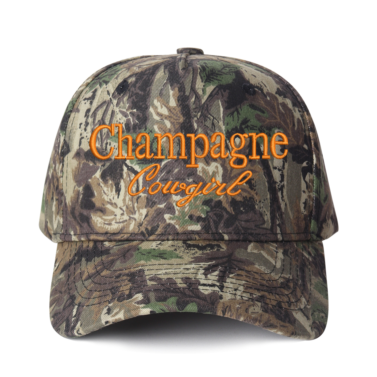 Champagne Cowgirl Embroidered Trucker Hat product details