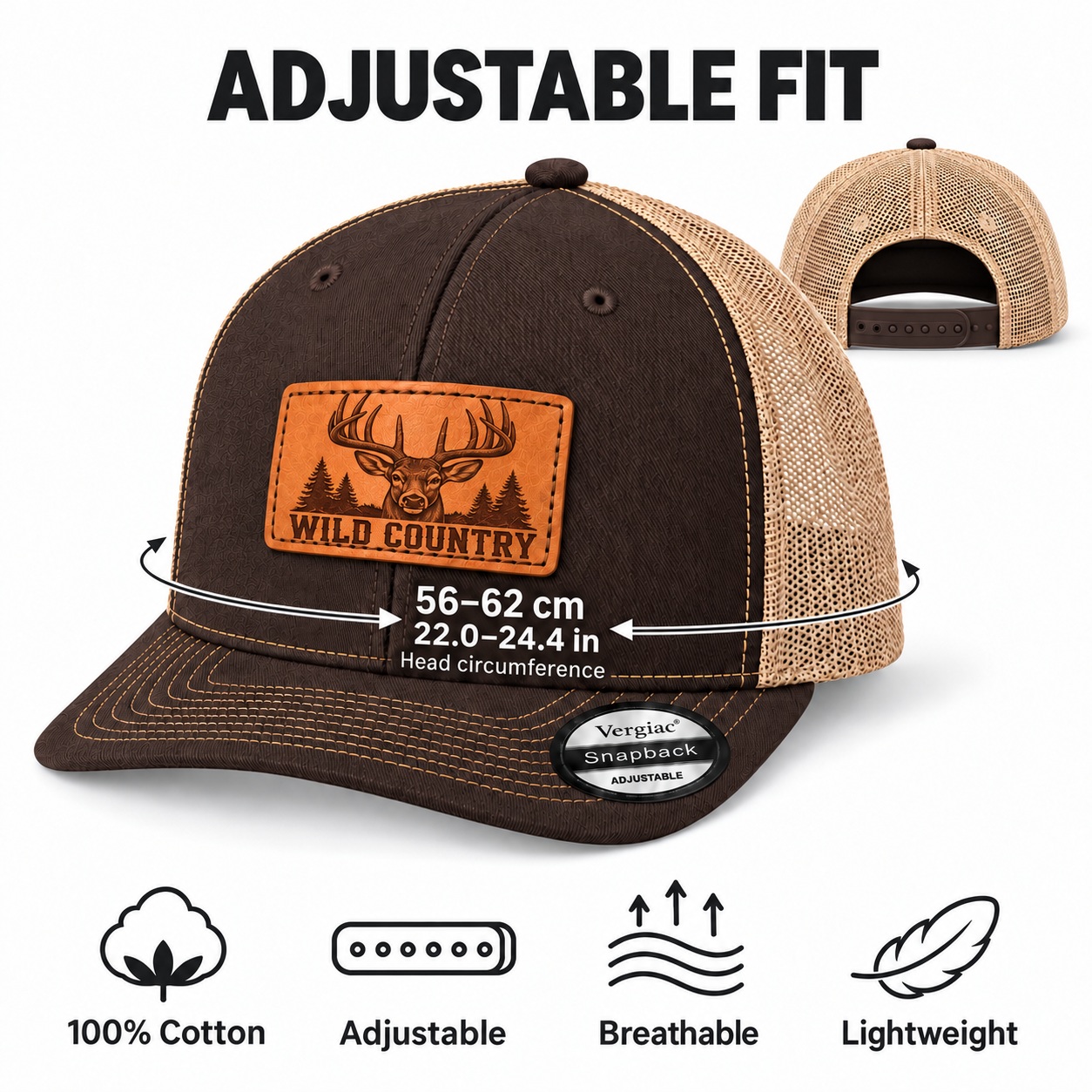 Wild Country Leather Patch Trucker Hat product details