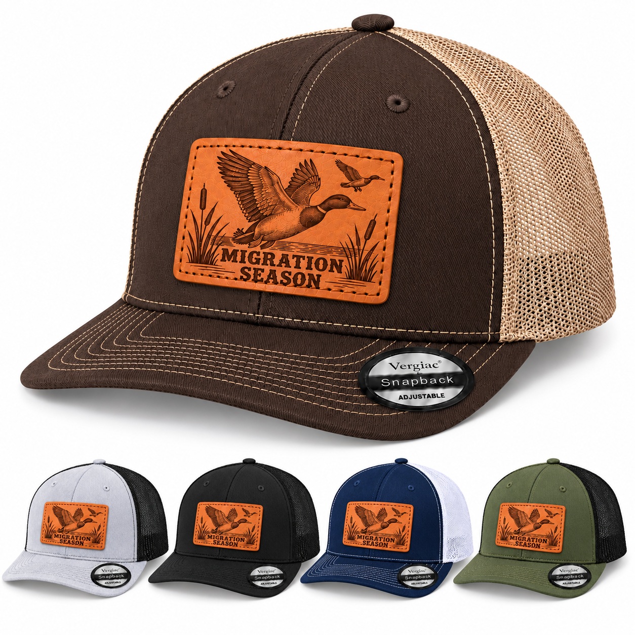Migration Season Leather Patch Trucker Hat product details