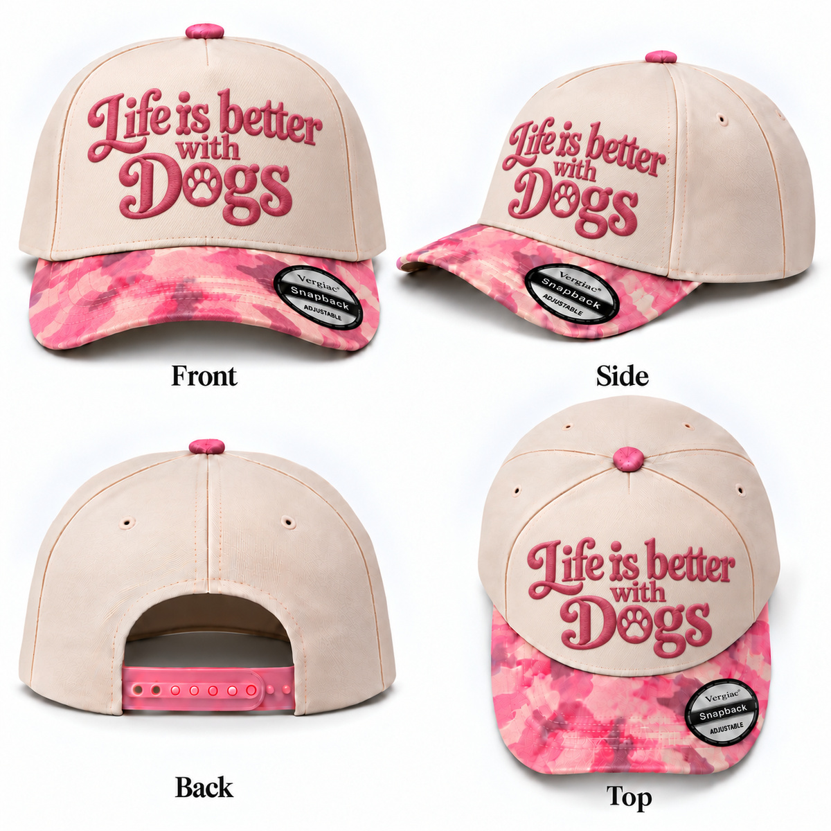 Life Is Better with Dogs 5-Panel Trucker Hat product details