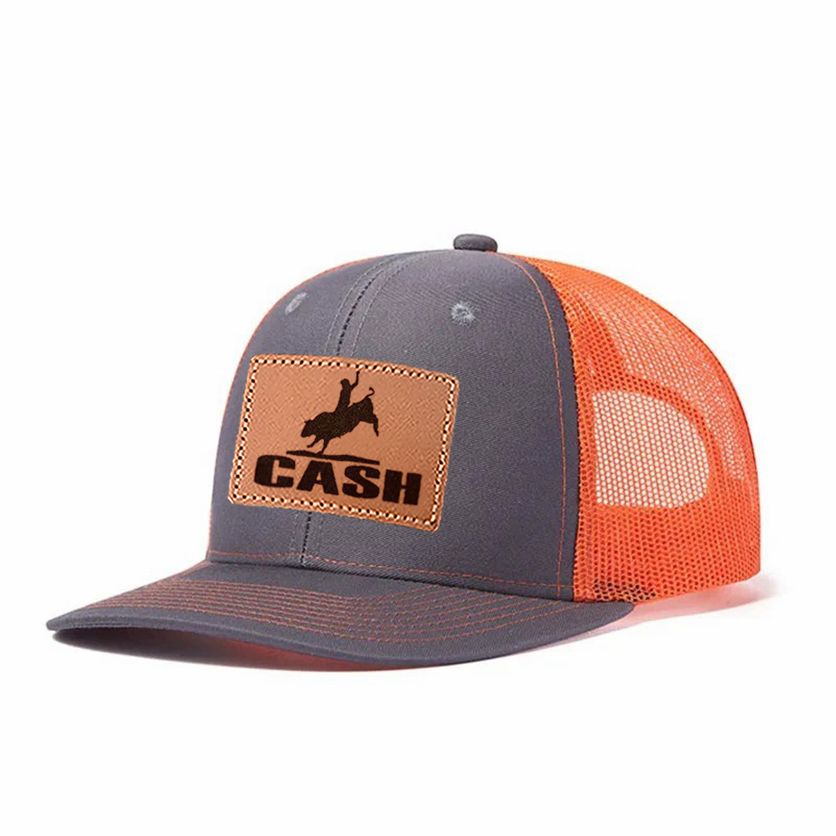 Rodeo Cash Leather Patch Trucker Hat product details