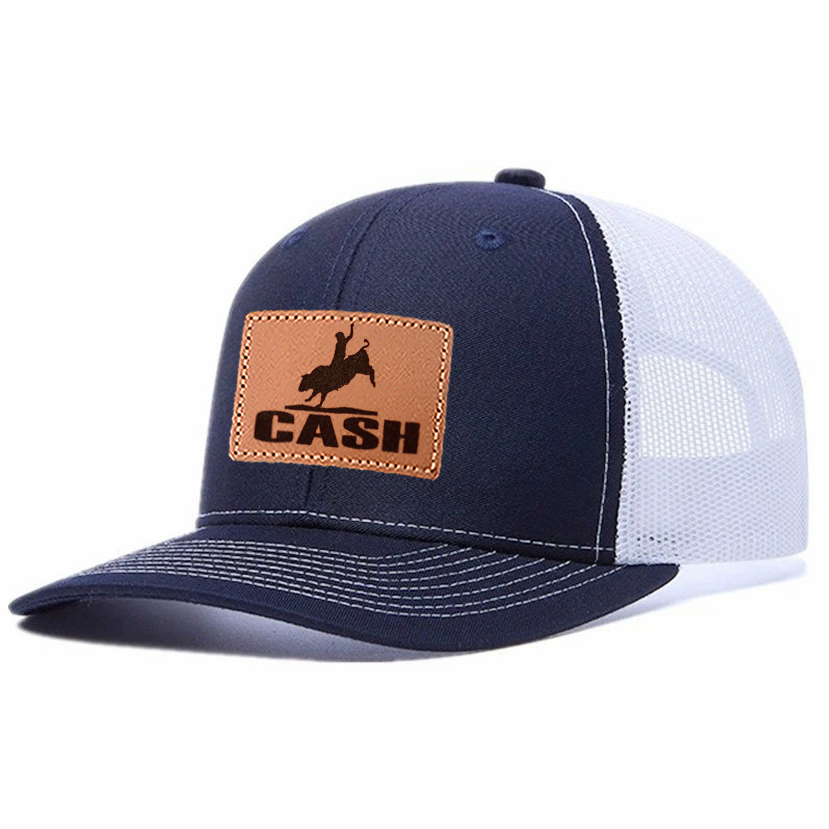 Rodeo Cash Leather Patch Trucker Hat product details