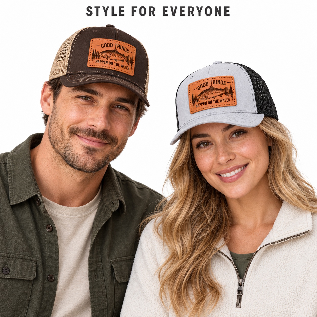 Good Things Happen on the Water Leather Patch Hat product details
