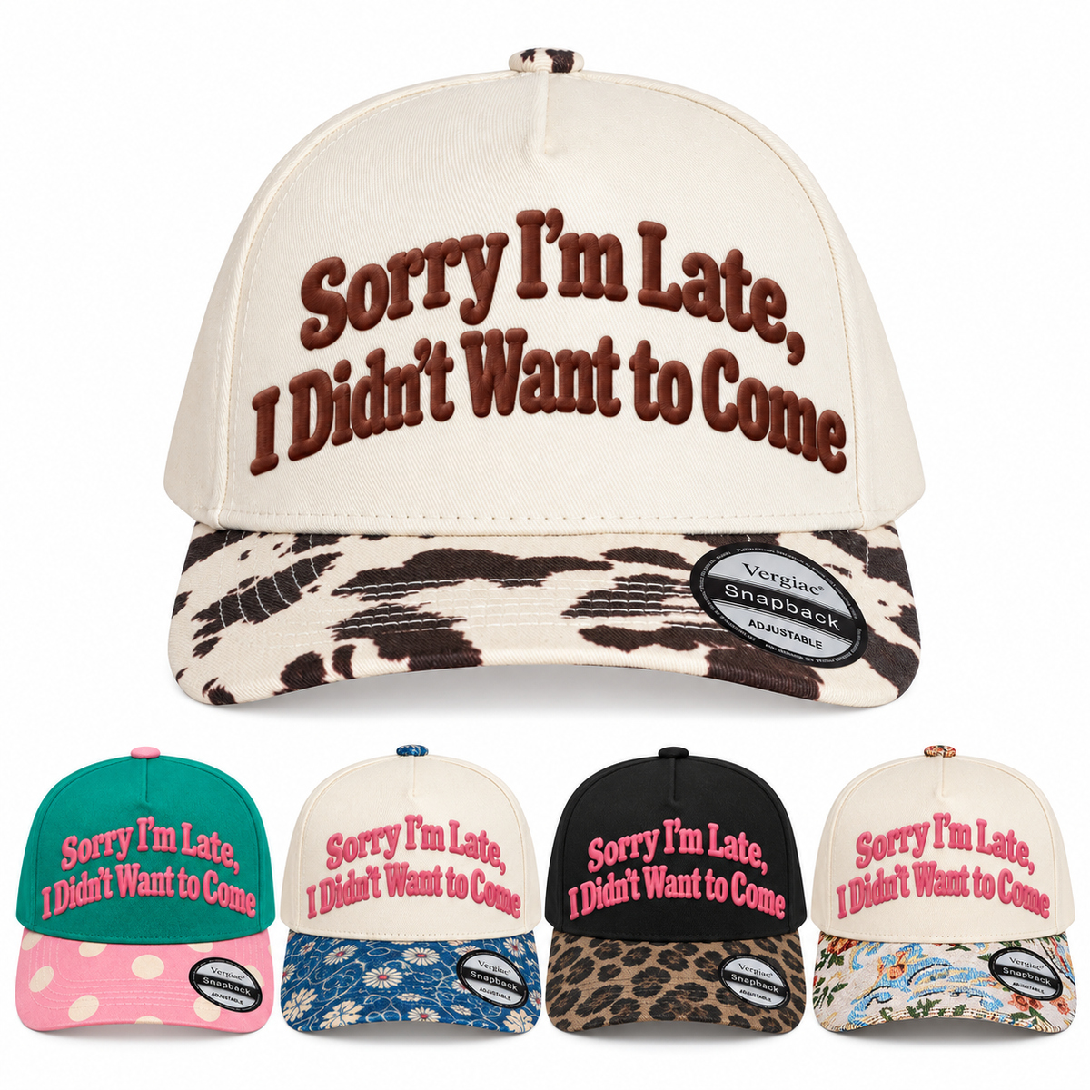 Sorry I'm Late I Didn't Want To Come Rounded 5-Panel Trucker Hat product details