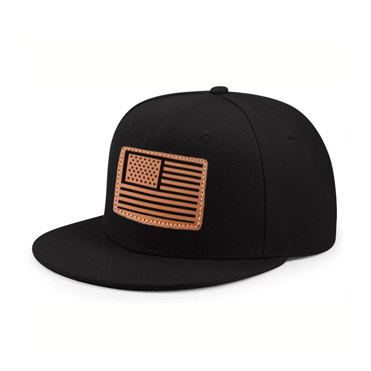 American Flag Leather Patch Trucker Hat product details