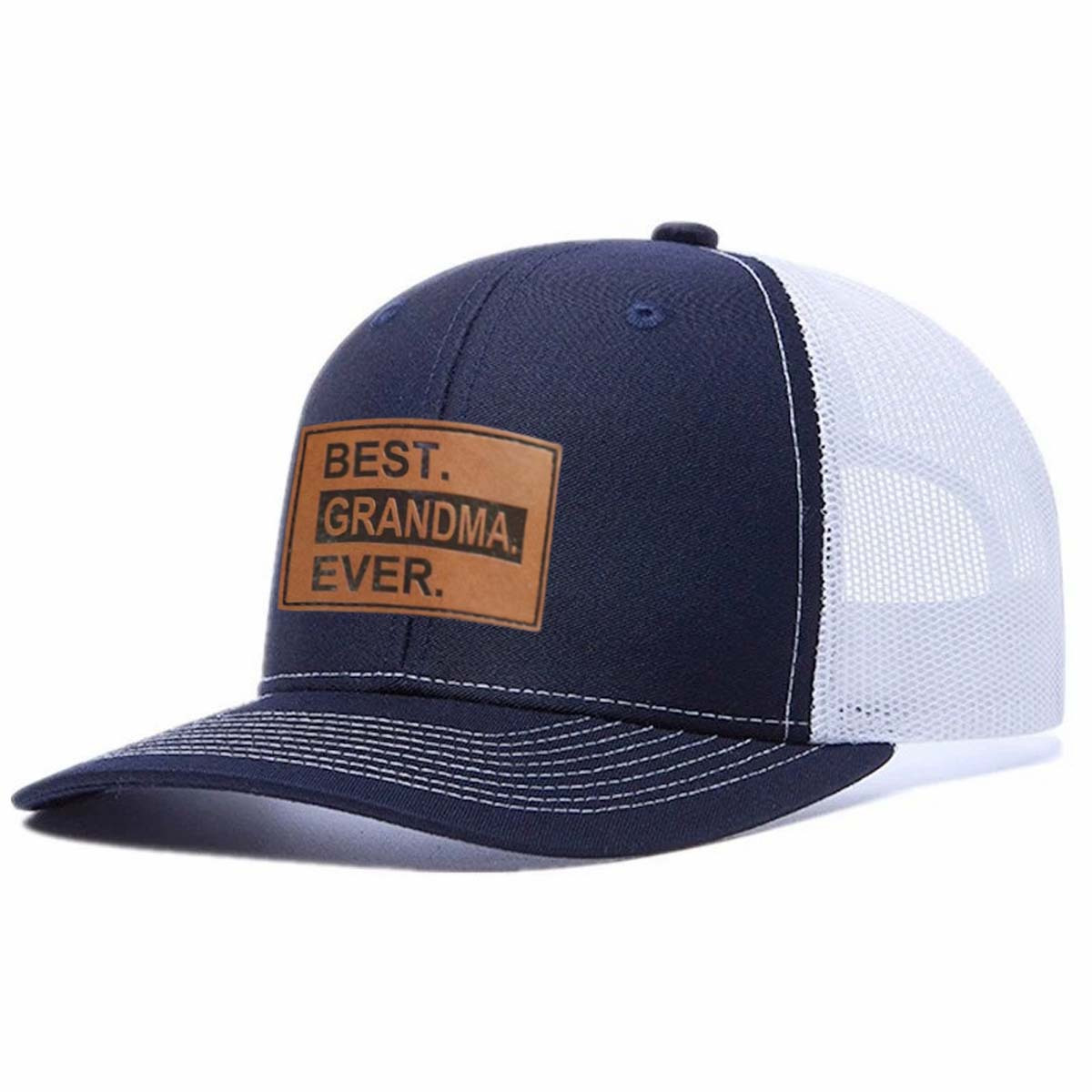 Best.grandma.ever. Leather Patch Trucker Hat product details