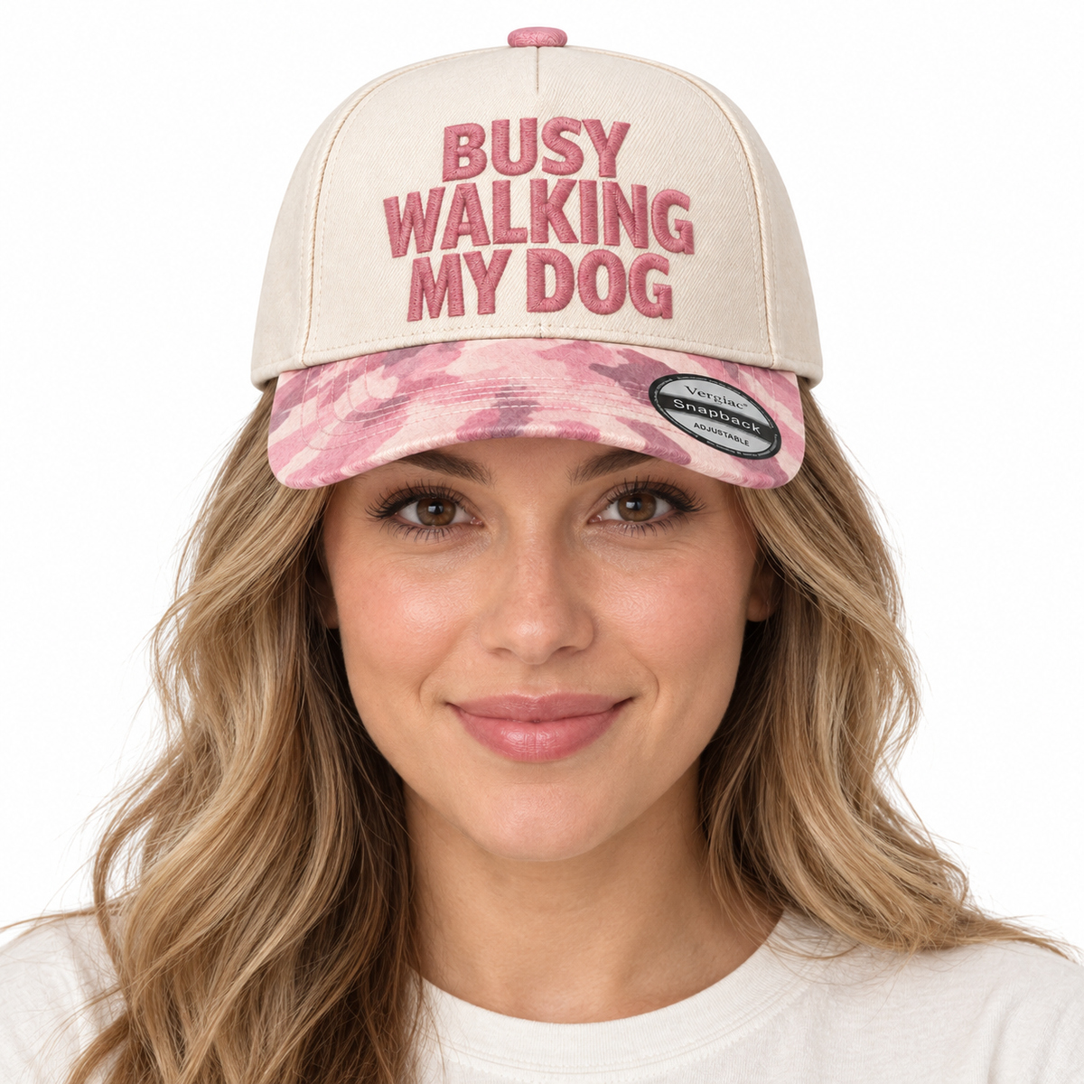 Busy Walking My Dog Pet-themed 5-Panel Trucker Hat product details