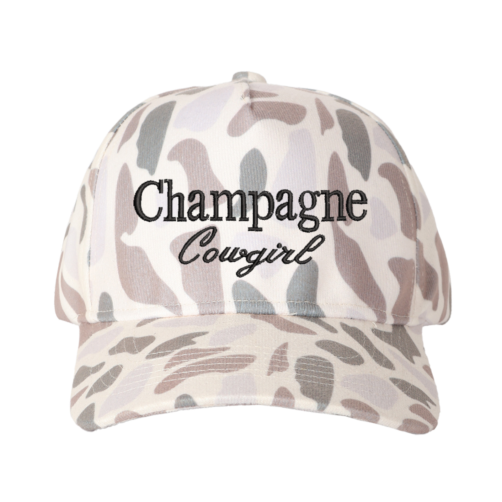 Champagne Cowgirl Embroidered Trucker Hat product details