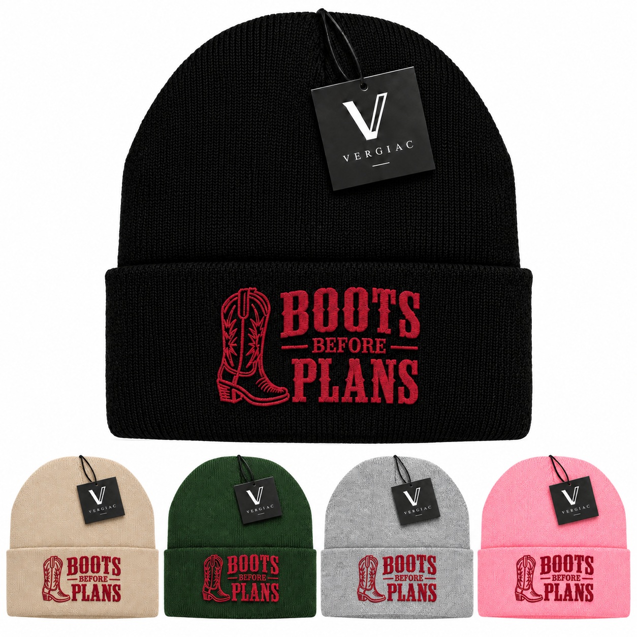 Boots Before Plans Embroidered Knit Beanie product details