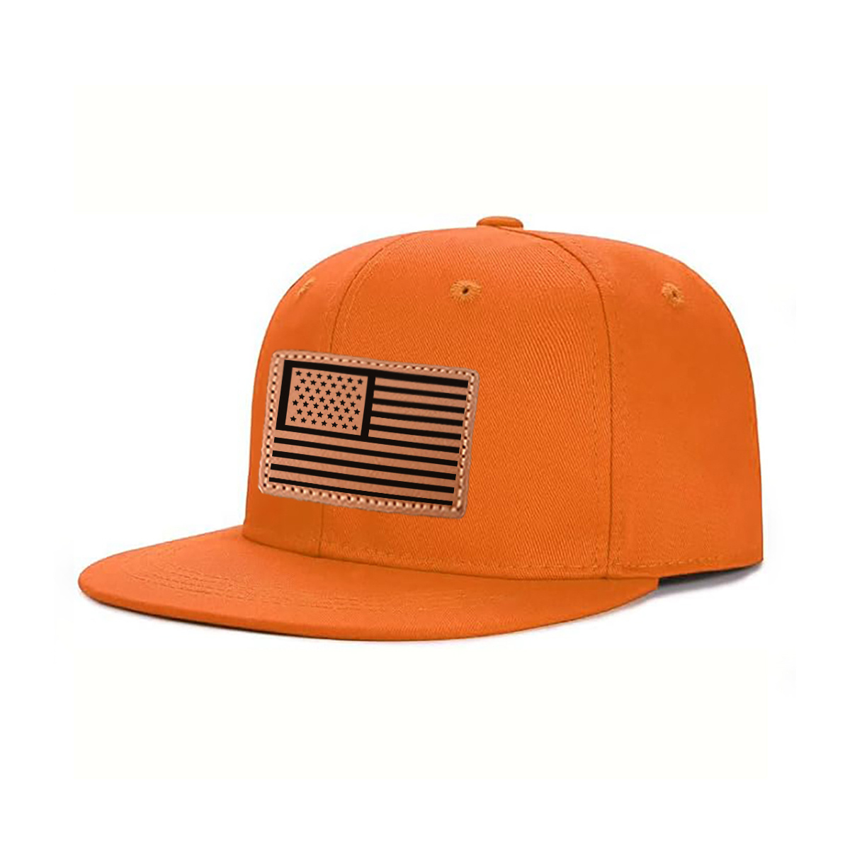 American Flag Leather Patch Trucker Hat product details