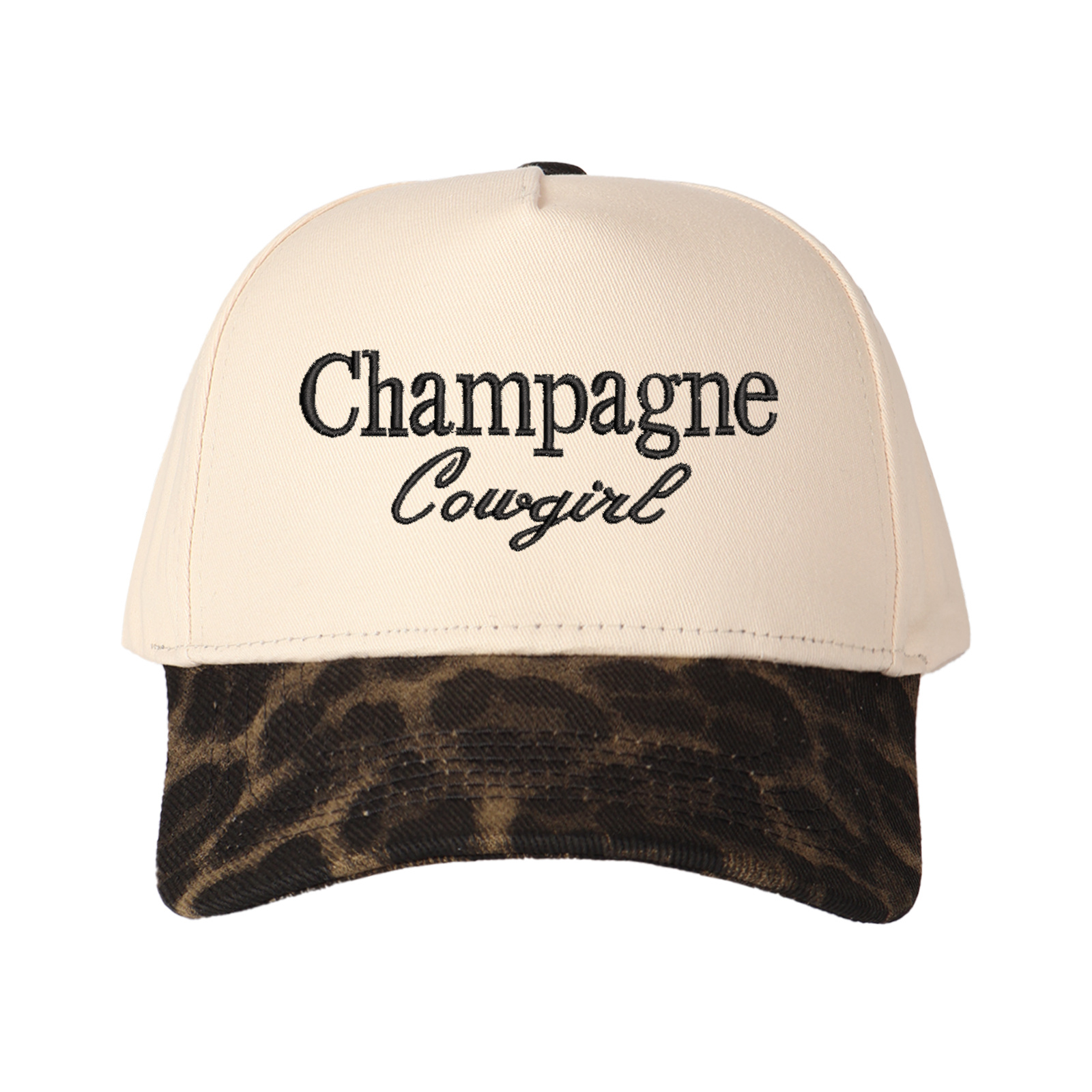 Champagne Cowgirl Embroidered Trucker Hat product details