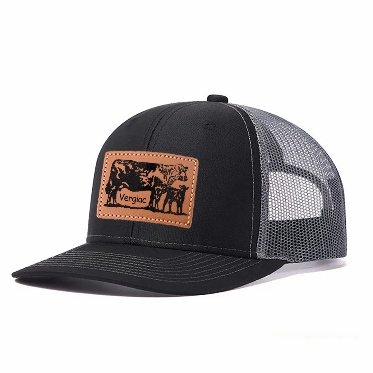 Cow Leather Patch Trucker Hat product details