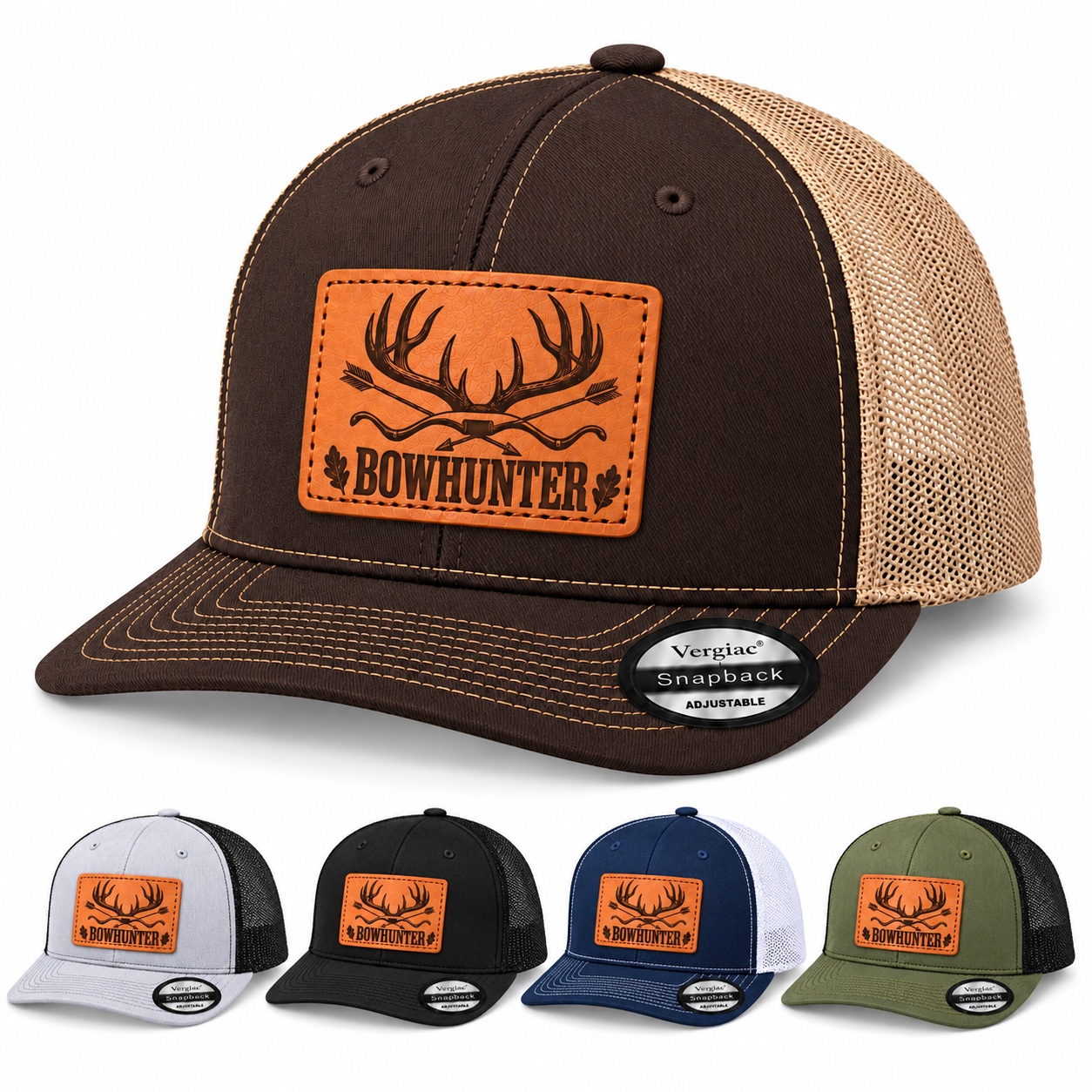 Bowhunter Leather Patch Trucker Hat product details