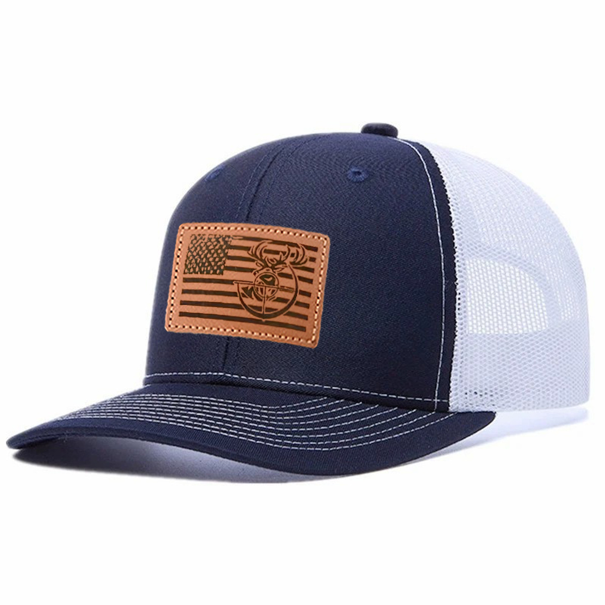 Antler And Bow Leather Patch Trucker Hat product details