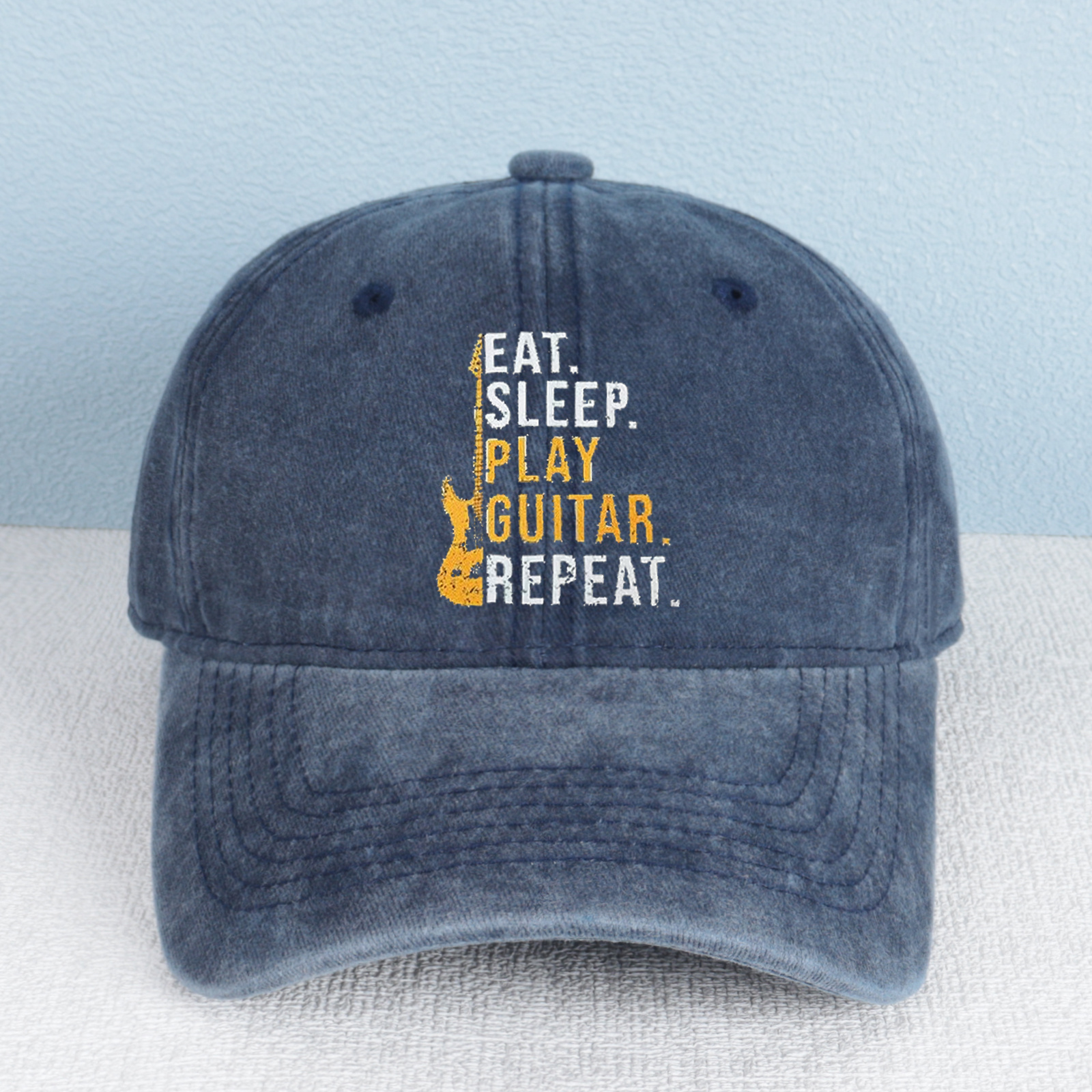 Eat. Sleep. Play Guitar. Repeat. Washed Baseball Cap product details