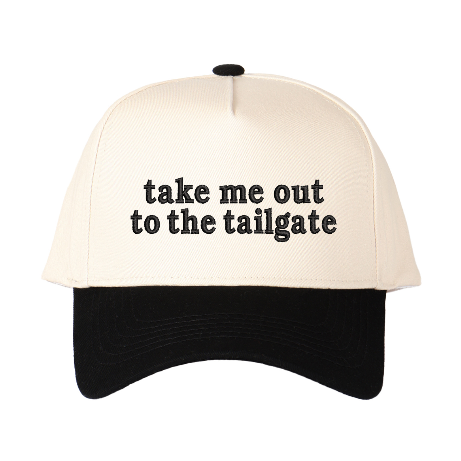 Take Me Out To The Tailgate Embroidered Trucker Hat product details