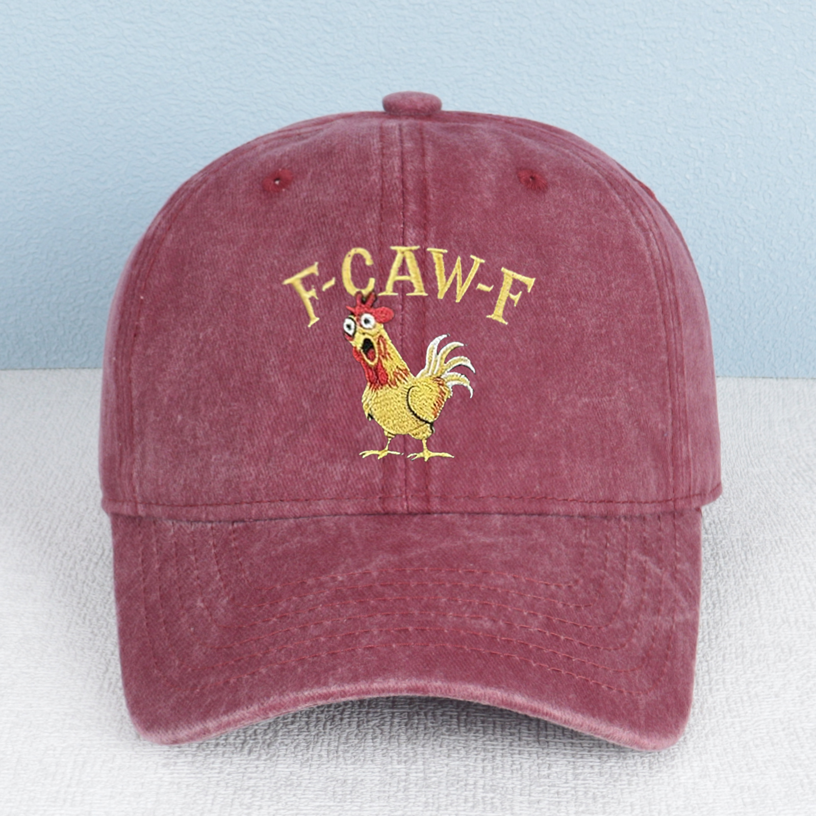 Funny F-caw-f Rooster Embroidered Vintage Hat product details